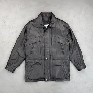 Vintage Charles Klein Black Leather Jacket w/ Removable Liner Men's Small